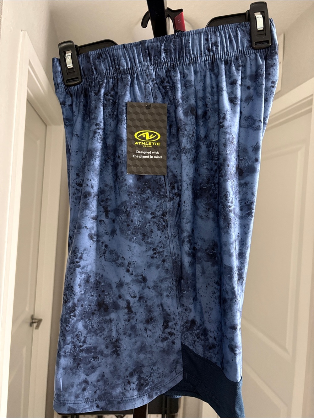 Athletic Works Blue Marble-Print Men's Athletic Shorts Size S